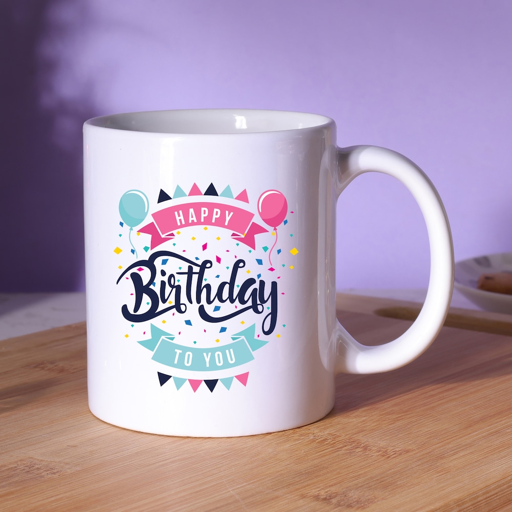 Birthday Special Personalised Blue Balloons Gifts Printed Cushion-Mug Combo  | Personalised Gifts in Indore | TogetherV