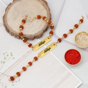 Customized Rudraksha Bracelet Rakhis For Brothers