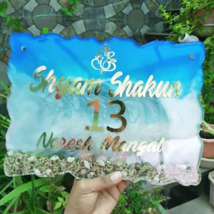 Ocean art resin nameplate