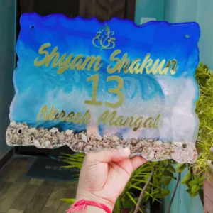 Ocean art resin nameplate