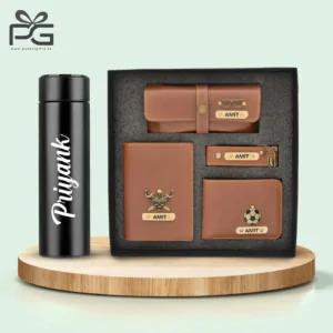 Temperature Bottle & Personalized wallet hamper for men’s – (Tan)