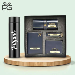 Temperature Bottle & Personalized wallet hamper for men’s – (Blue)