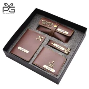 Customised men’s wallet 4 in one hamper (Brown)