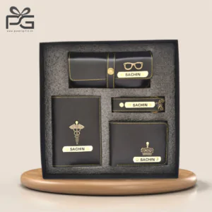 Customised men’s wallet 4 in one hamper (Black)