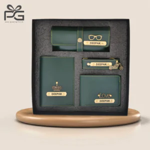 Customised men’s wallet 4 in one hamper (Olive Green)