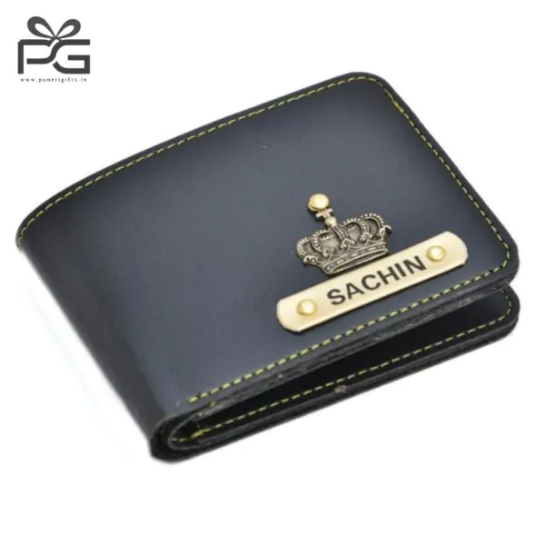 Personalized Mens wallet and keychain combo Black 2