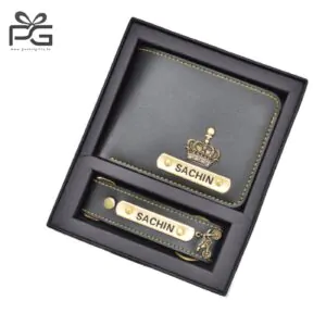 Personalized Men’s wallet and keychain combo (Black)