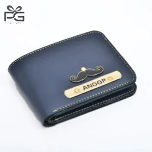 Personalized Men’s wallet and keychain combo (Blue)