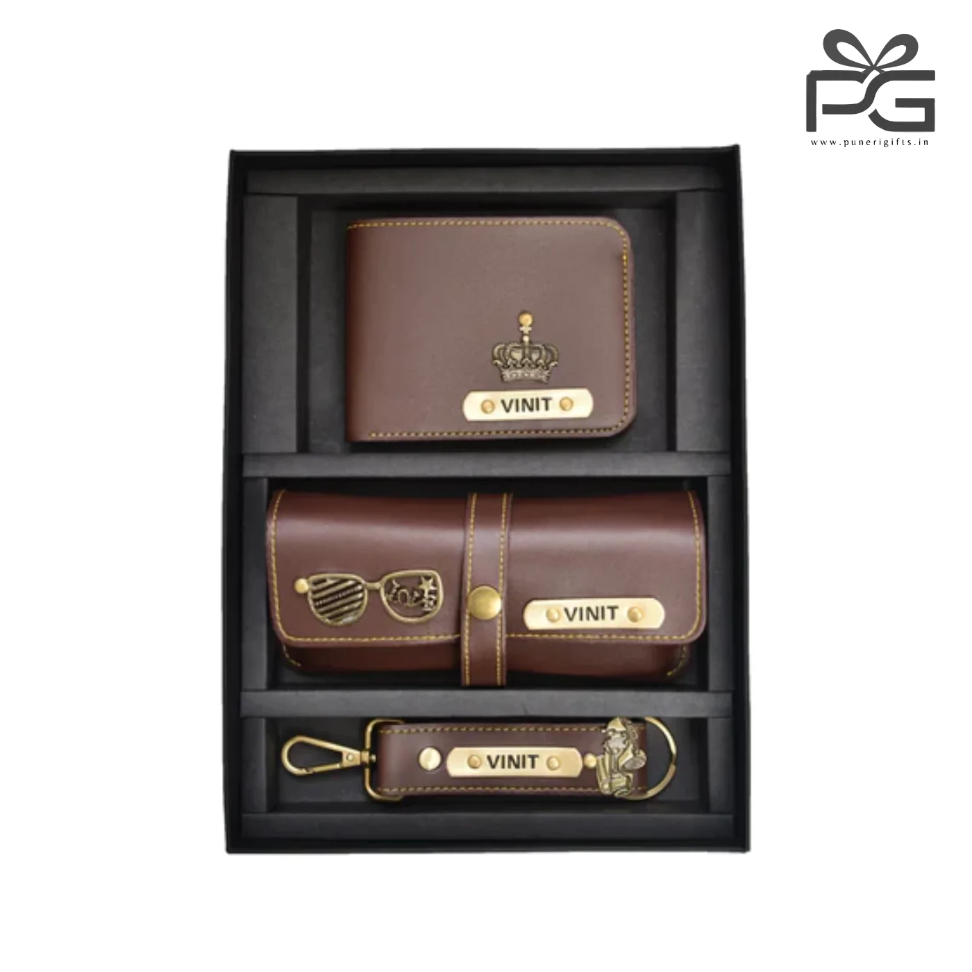 Personalized Mens wallet keychain eyewear case hamper 17