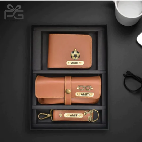 Personalized Mens wallet keychain eyewear case hamper 2