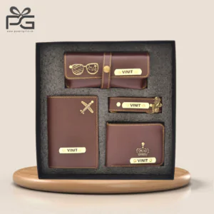 Customised men’s wallet 4 in one hamper (Brown)