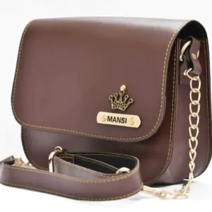 Personalized Couple’s Combo : Chained Sling Bag ( Product 1 ) & Men’s Wallet (Product 2)- Brown