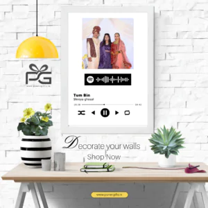 Customised spotify song with scnannable code photo frame