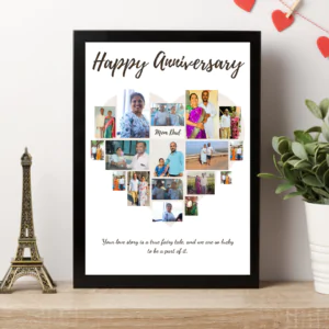 Customised anniversary heart shape collage