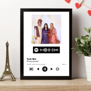 Customised spotify song with scnannable code photo frame