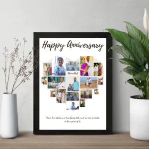 Customised anniversary heart shape collage