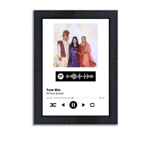 Customised spotify song with scnannable code photo frame