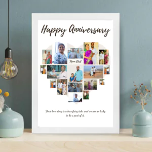 Customised anniversary heart shape collage