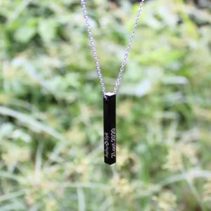 Personalized Unisex Laser Engraved Black Memory Bar Necklace Customized Necklace