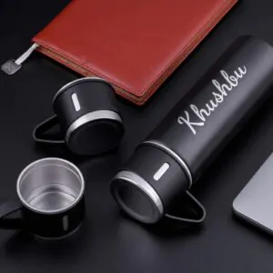 Personalized Vacuum Insulated Flask Gift Set With 3 Cups