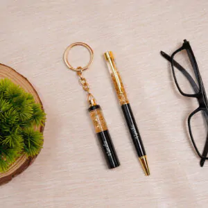 Personalized Gift Combo – Gold Flake Pen And Keychain Combo