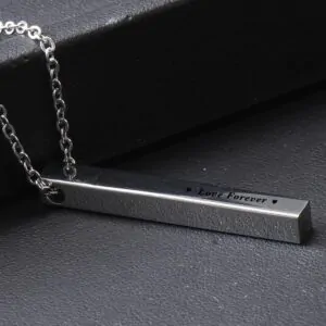 Classy Silver Personalized Bar Pendant