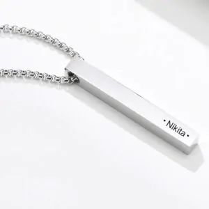 Classy Silver Personalized Bar Pendant