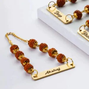 Customized Rudraksha Bracelet Rakhis For Brothers