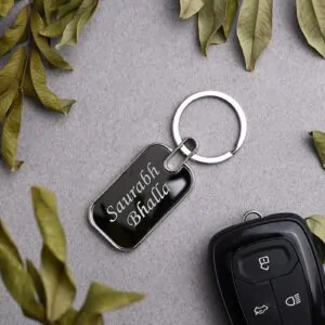 Personalised Metal Name Keychain in Rectangle Shape