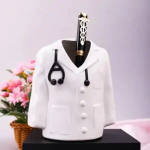 Personalized doctor coat pen stand and keychain