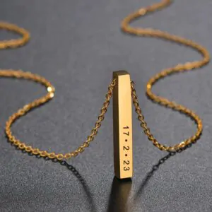personalised gold bar pendant