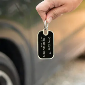 Personalized Drive Safe Keychain – Custom Metal Keyring Gift for Car and Bike Lovers