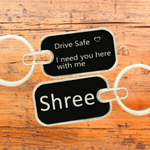 Personalized Drive Safe Keychain – Custom Metal Keyring Gift for Car and Bike Lovers