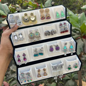 16 pair of beautiful Jhumka set – with organiser Box