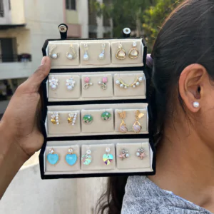 Premium Daily-Wear Eartop Set (12 Pairs) With Free Cute Organiser Box