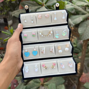Premium Daily-Wear Eartop Set (12 Pairs) With Free Cute Organiser Box