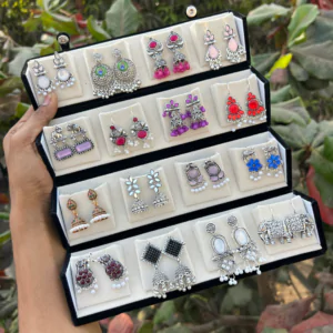 16 pair of beautiful Jhumka set – with organiser Box