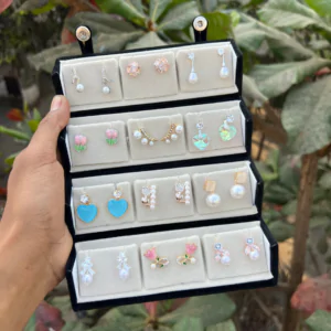 Premium Daily-Wear Eartop Set (12 Pairs) With Free Cute Organiser Box