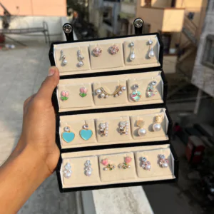 Premium Daily-Wear Eartop Set (12 Pairs) With Free Cute Organiser Box
