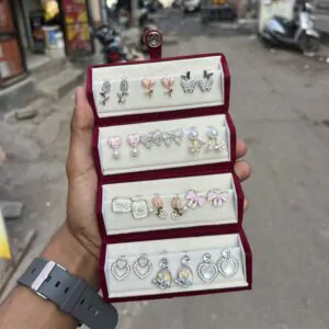 Premium Daily-Wear Eartop Set (12 Pairs) With Free Cute Organiser Box
