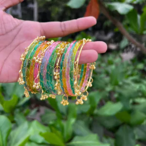 Kashmiri Ghunghroo Bangles Set | 16 Pieces Traditional Bangles – Rainbow multicolour