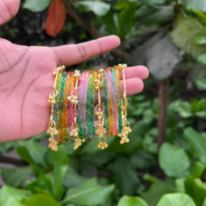 Kashmiri Ghunghroo Bangles Set | 16 Pieces Traditional Bangles – Rainbow multicolour