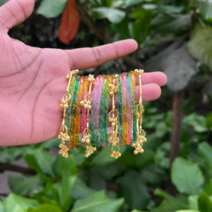 Kashmiri Ghunghroo Bangles Set | 16 Pieces Traditional Bangles – Rainbow multicolour