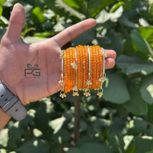 Kashmiri Ghunghroo Bangles Set | 16 Pieces Traditional Bangles – bright orange (amber tone)