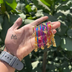 Kashmiri Ghunghroo Bangles Set | 16 Pieces Traditional Bangles – Dark Multicolor