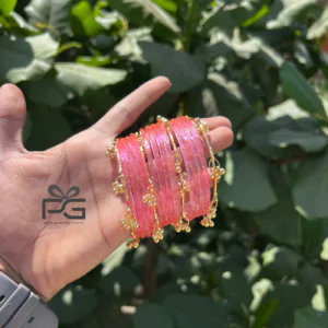 Kashmiri Ghunghroo Bangles Set | 16 Pieces Traditional Bangles – Baby Pink