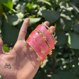 Kashmiri Ghunghroo Bangles Set | 16 Pieces Traditional Bangles – Baby Pink