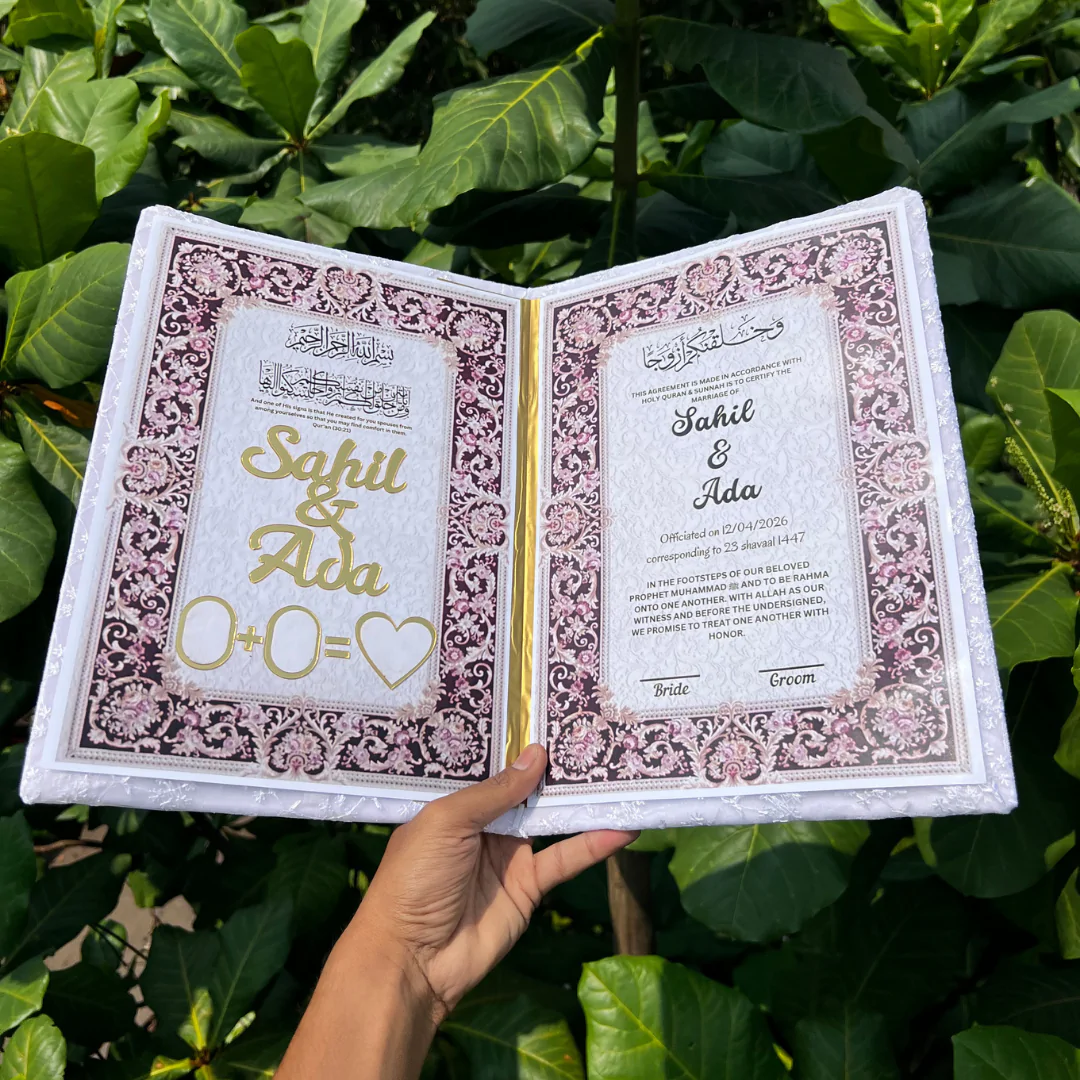 Customised Premium Nikahnama - White Fabric
