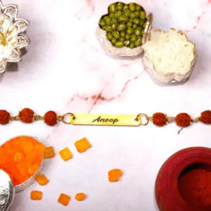 Rudraksha Name Rakhi – Personalized Raksha Bandhan Gift for Brother