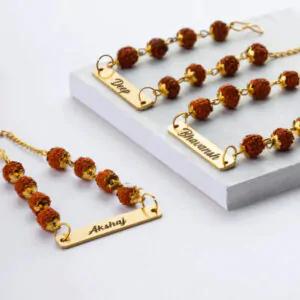 Rudraksha Name Rakhi – Personalized Raksha Bandhan Gift for Brother